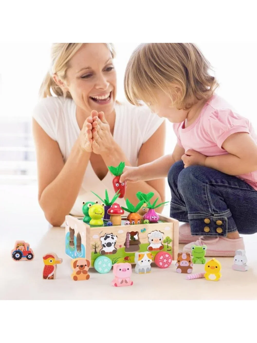 Montessori Wooden Shape Sorting Toys for Toddlers 1-3 Years - Educational Fine